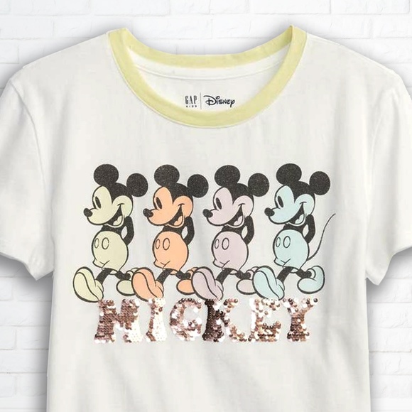 NWT GapKids Disney Mickey Mouse Flippy Sequin Graphic T-Shirt Size M - Picture 1 of 2